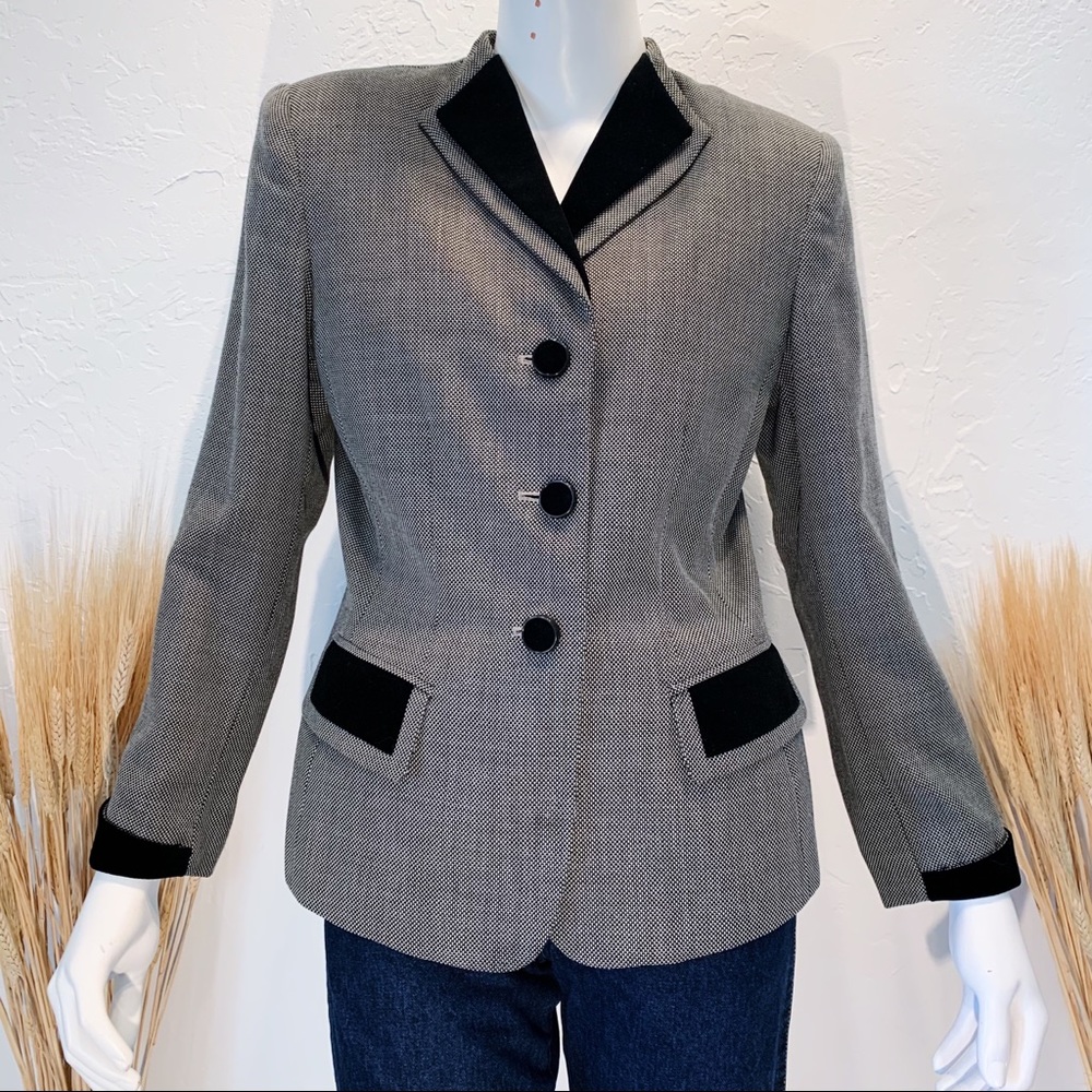 black and white blazer